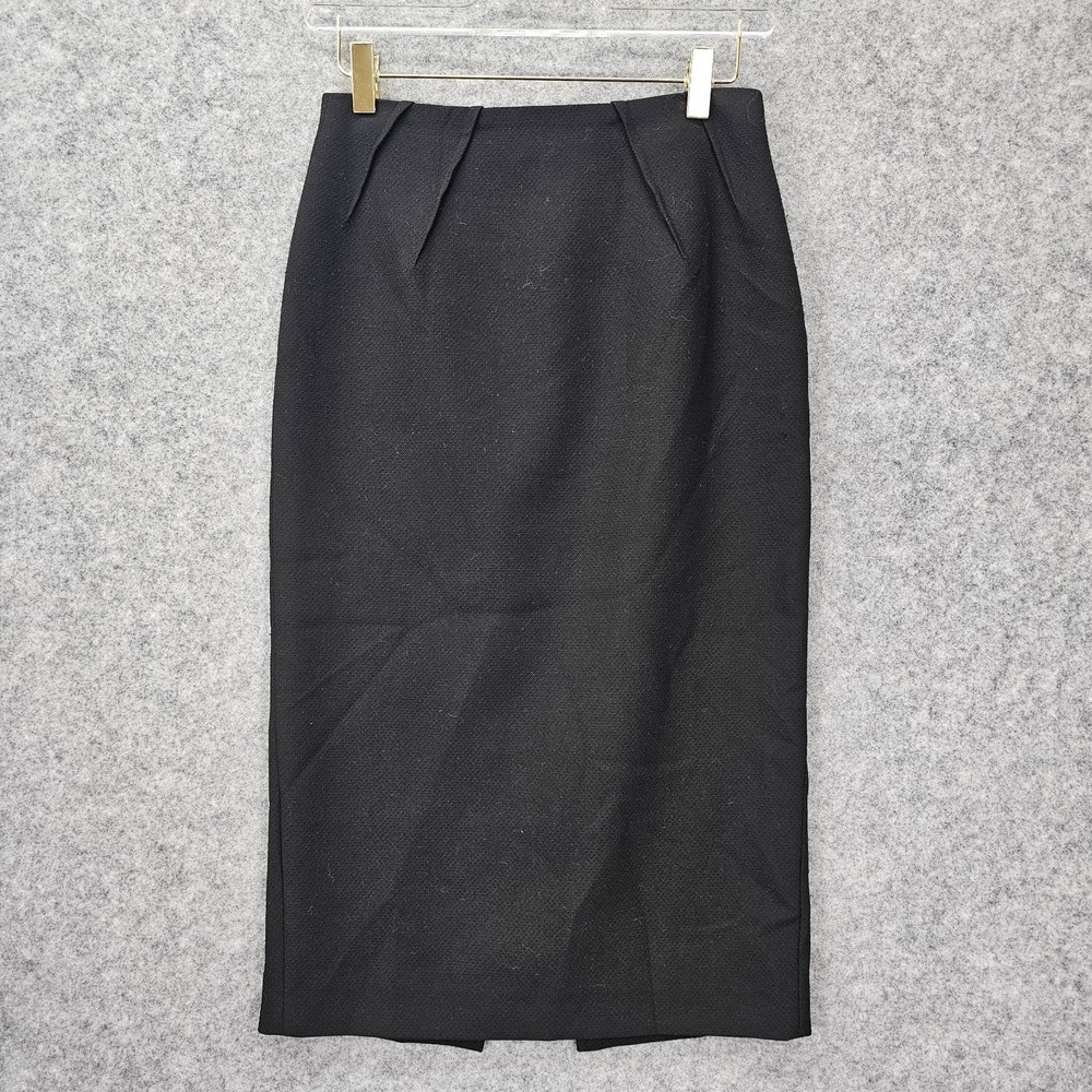 Massimo Dutti Midi Skirt Womens 34 XS 2 Black Minimalist Office Old Money 26x27